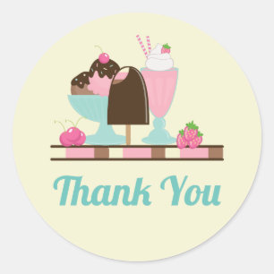 Ice Cream Sundae en Andere Bedankt DeliciousTres Ronde Sticker