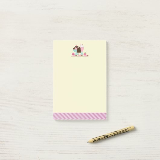 Ice Cream Sundae en Andere DeliciousTres Post-it® Notes (Op bureau)