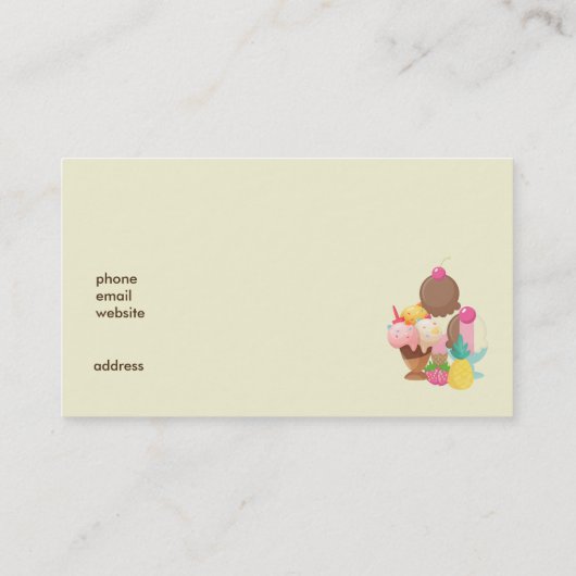 Ice Cream Sundae en andere heerlijke traktaties Visitekaartje (Achterkant)
