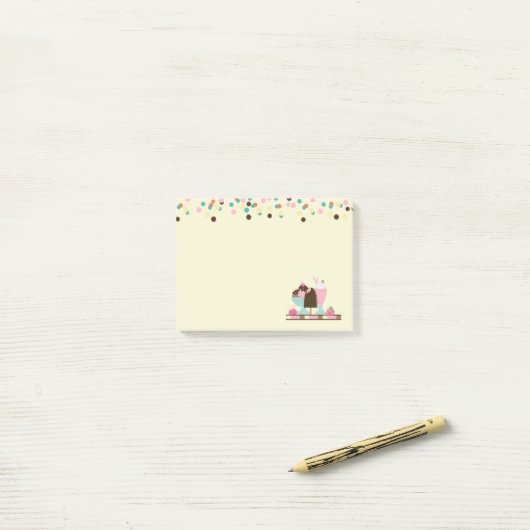 Ice Cream Sundae en Confetti Post-it® Notes (Op bureau)
