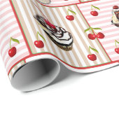 Ice Cream Sundae en Cupcake Birthday Gift Wrap Cadeaupapier (Rol Hoek)
