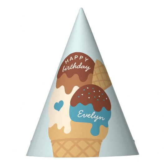 Ice Cream Sundae - Gepersonaliseerde kinderen, zat Feesthoedjes (Voorkant)