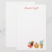 Ice Cream & Sundae Girly Illustration Briefpapier (Voorkant / Achterkant)