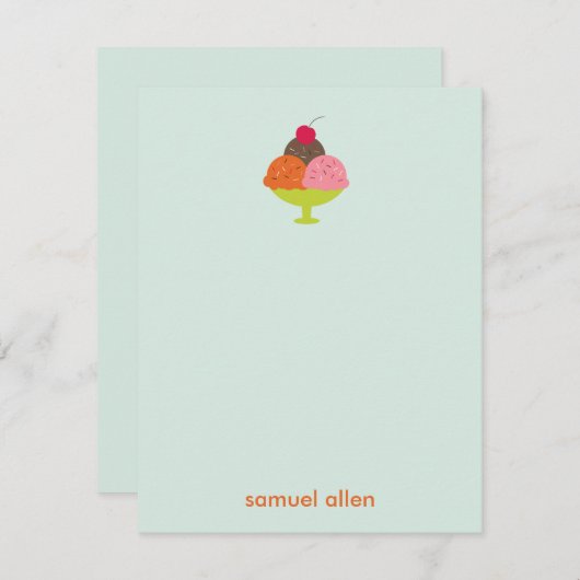 Ice Cream Sundae Hartelijk dank voor uw kaarten (b Notitiekaartje (Voorkant / Achterkant)