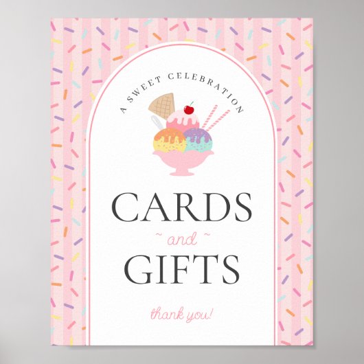 Ice Cream Sundae Heres de Schep Kaarten & Geschenk Poster (Voorkant)