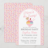 Ice Cream Sundae Heres de Scoop Verjaardagsfeest I Kaart (Voorkant / Achterkant)