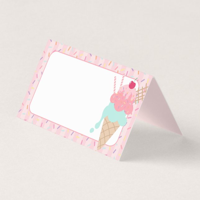 Ice Cream Sundae Heres the Scoop Place Cards Kaart (Voorkant)