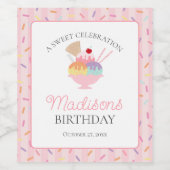 Ice Cream Sundae Heres the Scoop Sweet Birthday Wijn Etiket (Enkel label)