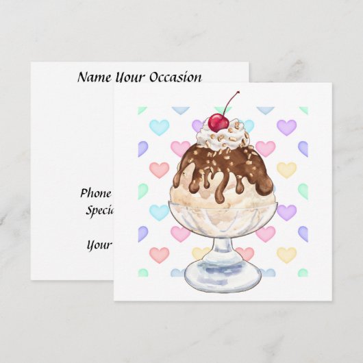 Ice Cream Sundae Kaart (Voorkant / Achterkant)