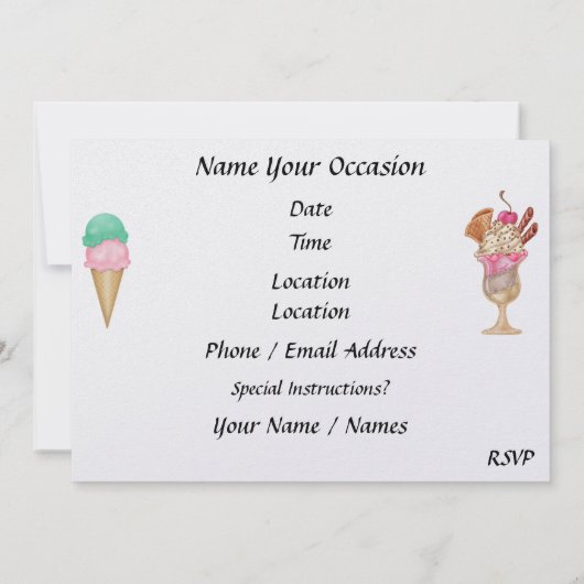 Ice Cream Sundae Kaart (Achterkant)