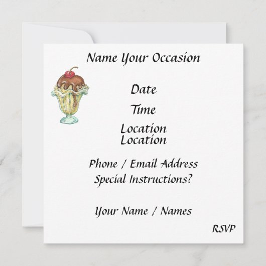 Ice Cream Sundae Kaart (Achterkant)