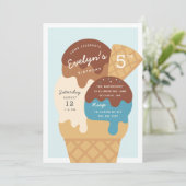 Ice Cream Sundae Kids Birthday Party Kaart (Staand voorkant)