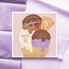 Ice Cream Sundae Kids Birthday Party Kaart