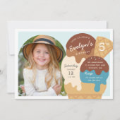 Ice Cream Sundae Kinderen Birthday Foto Kaart (Voorkant)