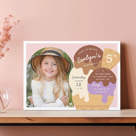 Ice Cream Sundae Kinderen Birthday Foto Kaart