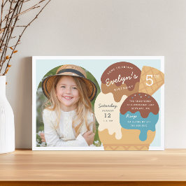 Ice Cream Sundae Kinderen Birthday Foto Kaart