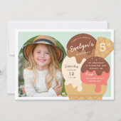 Ice Cream Sundae Kinderen Birthday Foto Kaart (Voorkant)