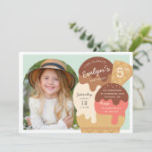 Ice Cream Sundae Kinderen Birthday Foto Kaart (Staand voorkant)