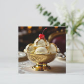Ice Cream Sundae met gouden siroop Blank Kaart (Staand voorkant)
