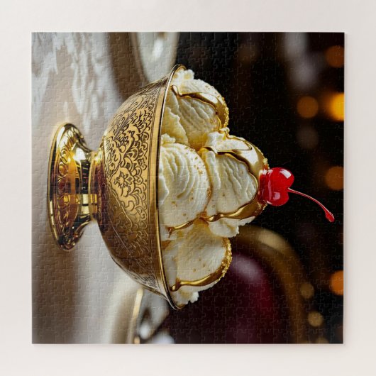 Ice Cream Sundae met gouden siroop Blank Legpuzzel (Horizontaal)