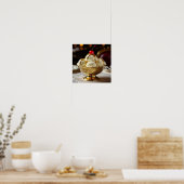 Ice Cream Sundae met gouden siroop Blank Poster (Keuken)