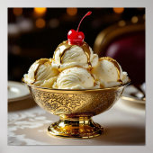 Ice Cream Sundae met gouden siroop Blank Poster (Voorkant)