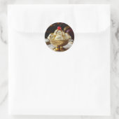 Ice Cream Sundae met gouden siroop Blank Ronde Sticker (Tas)