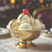 Ice Cream Sundae met gouden siroop Blank Sticker (Voorkant)
