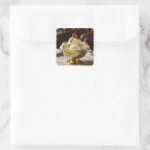 Ice Cream Sundae met gouden siroop Blank Vierkante Sticker (Tas)
