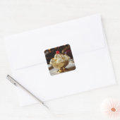 Ice Cream Sundae met gouden siroop Blank Vierkante Sticker (Envelop)
