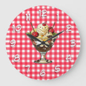 Ice Cream Sundae met Kersen Rood Geruit Grote Klok (Voorkant)