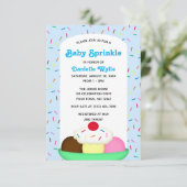 Ice Cream Sundae met Sprinkles Blue Baby Sprinkle Kaart (Staand voorkant)