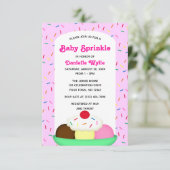 Ice Cream Sundae met Sprinkles Roze Baby Sprinkle Kaart (Staand voorkant)