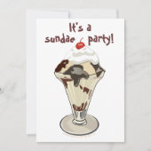 Ice Cream Sundae Party Invitations (Hot Fudge) Kaart (Voorkant)
