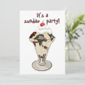 Ice Cream Sundae Party Invitations (Hot Fudge) Kaart (Staand voorkant)