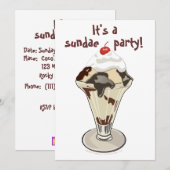 Ice Cream Sundae Party Invitations (Hot Fudge) Kaart (Voorkant / Achterkant)