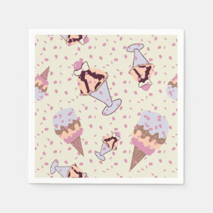 Ice Cream Sundae Pastel Zomer Patroon Servet