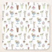 Ice Cream Sundae Pattern White Kartonnen Onderzetters (Voorkant)