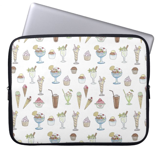 Ice Cream Sundae Pattern White Laptop Sleeve (Voorkant)