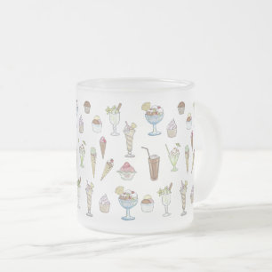 Ice Cream Sundae Pattern White Matglas Koffiemok