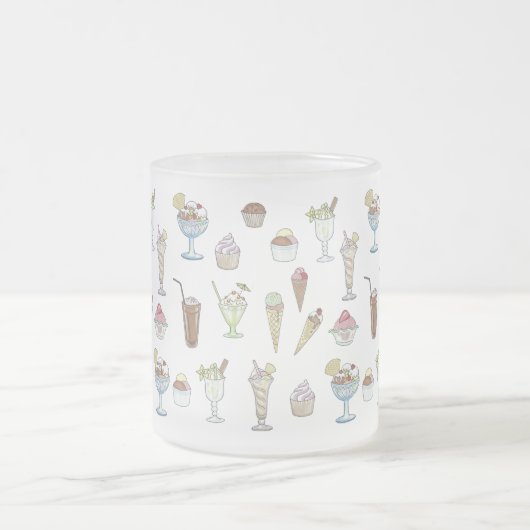 Ice Cream Sundae Pattern White Matglas Koffiemok (Center)