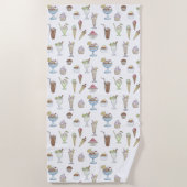 Ice Cream Sundae Pattern White Strandlaken (Voorkant)