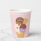 Ice Cream Sundae Persoonlijke kinderen Birthday Pa Papieren Bekers (Achterkant)