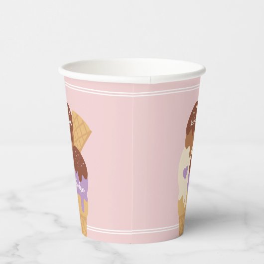 Ice Cream Sundae Persoonlijke kinderen Birthday Pa Papieren Bekers (Rechts)