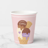 Ice Cream Sundae Persoonlijke kinderen Birthday Pa Papieren Bekers (Voorkant)