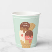 Ice Cream Sundae Persoonlijke kinderen Birthday Pa Papieren Bekers (Achterkant)