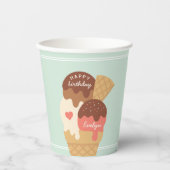 Ice Cream Sundae Persoonlijke kinderen Birthday Pa Papieren Bekers (Voorkant)