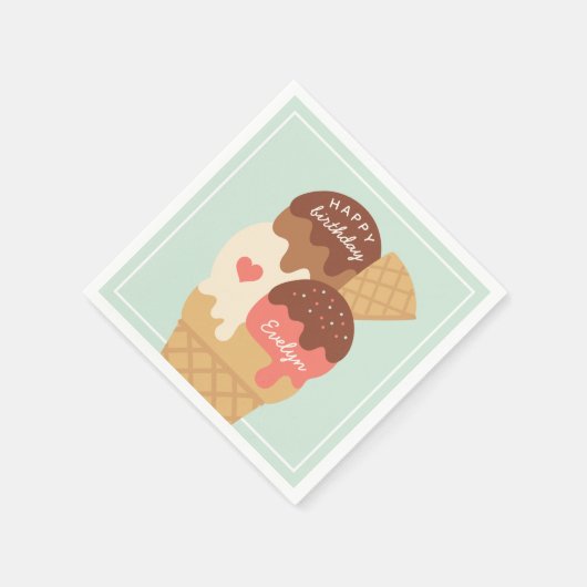 Ice Cream Sundae Persoonlijke kinderen Birthday Pa Servet (Hoek)