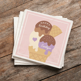 Ice Cream Sundae Persoonlijke kinderen Birthday Pa Servet