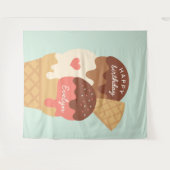 Ice Cream Sundae Persoonlijke kinderen Birthday Pa Wandkleed (Voorkant (horizontaal))
